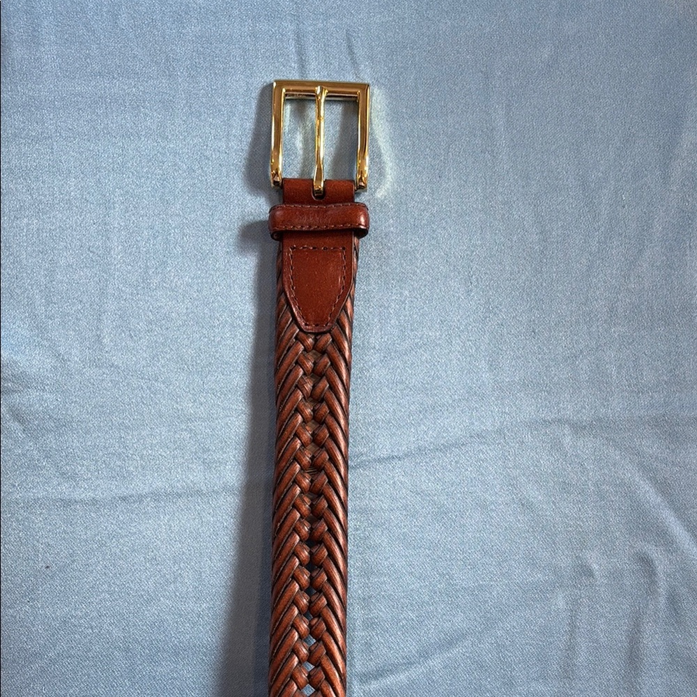 Braided Leather Belt - Brown